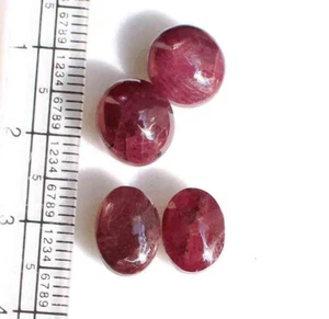 Natural Ruby Star Mix Size Oval Cabochon Loose Gemstone 4 Pcs 8.5*10 MM 23.50 CT - Picture 1 of 5