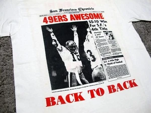 VTG San Francisco Chronicle 49ers Back to Back Super Bowl Champs t-shirt men's L - Picture 1 of 8