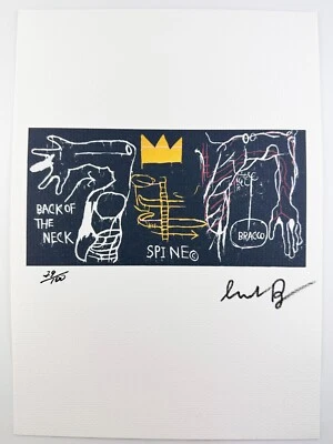 Jean-Michel Basquiat Original Vintage Arte Impresión Litografía Firmada Certificado de Autenticidad Limitado Foto 1 de 3
