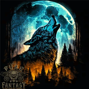 Herren-T-Shirt Moon and Wolf Fantasy 100 % Baumwolle - Bild 1 von 3