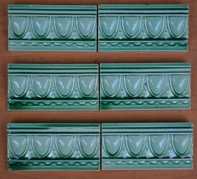 ALFRED MEAKIN - AZULEJO ANTIGUO BORDE MAYÓLICA ART NOUVEAU C1900 (VERDE-AZUL) Foto 1 de 4