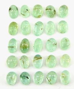 49.80 Ct Natural Russian Emerald Loose Gemstone 9-10 mm Cab 25 Pcs Lot - 2887 - Afbeelding 1 van 2