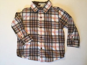 Janie and Jack kariertes Hemd Langarm braun und weiß Größe 18-24 Monate - Bild 1 von 5