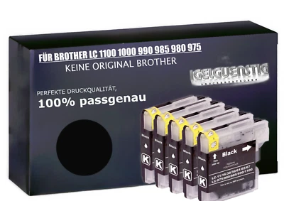 5 Druckerpatronen kompatibel black Brother LC980 MFC 490CW - Bild 1 von 4