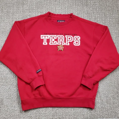 Vtg UNIVERSITY OF MARYLAND TERPS Sweatshirt Men Red Medium Crew Neck Fleece NCAA Cover