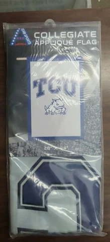 Texas Christian University Horned Frogs.  TCU Applique Nylon Flag 28x44 Cover