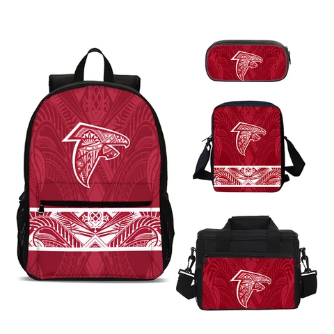 Atlanta Falcons Kids School 4PCS Backpacks Set Pen Bag Crossbody Bag Lunch Bag Cover