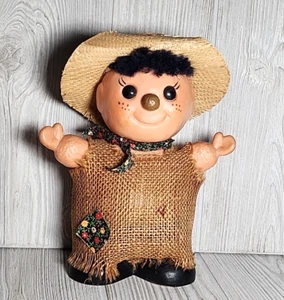 1970s Vintage Royalty Industries Farmer Boy Bank 8" Burlap Outfit - Picture 1 of 7