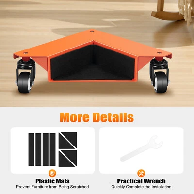 4 Stück 3-Räder Schreibtischschrank Transportrollen Mover Möbel Dolly Rollwagen - Bild 1 von 4