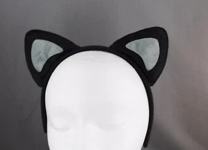 Grey Black cat kitten ears headband hair band accessory halloween costume - Picture 1 of 6