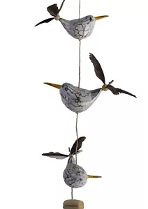 Möwen-Windspiel mit Feder Propeller mit 3 Deko Möwen Holz Tierfiguren - Bild 1 von 5