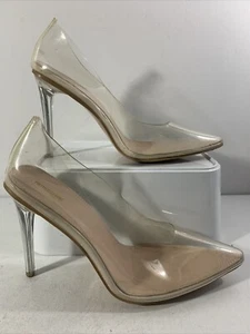 PRETTY LITTLE THING Clear see-through stiletto heels. pointed toe. Size 6 - Picture 1 of 11