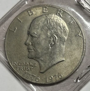 1776-1976 E Eisenhower Liberty Bell Moon Silver One Dollar US Bicentennial Coin - Picture 1 of 2
