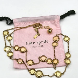 Collar Kate Spade CONFETI CRISTAL 32 pulgadas bisel abierto conjunto imitación citrinos con bolsa - Imagen 1 de 6