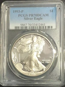 1993-P Proof America Silver Eagle PCGS PR 70 DCAM, no spots *  - Picture 1 of 4