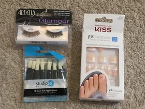 Ardell Eye Lashes, Kiss Toe Nail Adhesives, Make-Up Brushes. All NEW. - Picture 1 of 7