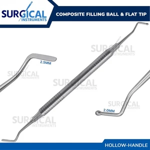 Dental Composite Filling 2.0/2.5mm Ball Flat Tips Burnisher Silver German Grade - Picture 1 of 8