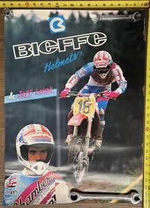 Vintage Bieffe Helmets Poster w/ Jeff Leisk – 19x26 Motocross Racing Print - Picture 1 of 5