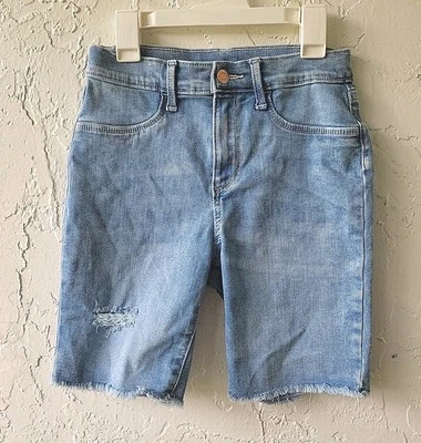 Old Navy Blue Jean Shorts  Ballerina 360 Stretch Distressed Bermuda Girls Sz 14 - Image 1 of 4