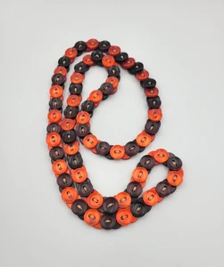 Vintage Knopf Halskette orange braun Herbst Halloween 26" - Bild 1 von 9
