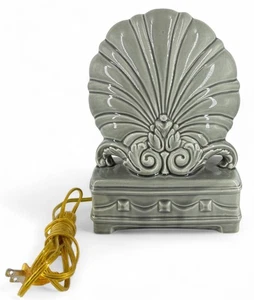 Vintage Mid Century Modern Ceramic Clam Shell TV Lamp Light - Gray - Picture 1 of 9