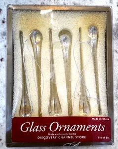 Mundgeblasenes Glas irisierende Träne Ornamente 4" Discovery Channel Store 6er Set - Bild 1 von 10