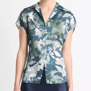 NEU Vince Shimmer Lake Seide geraffter Rücken Flügelärmel Bluse Größe Medium $ 395 - Bild 1 von 8