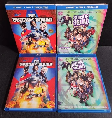 SUICIDE SQUAD BLU-RAY SET 2016, 2021 EXTENDED CUT LOT OF 2 WITH SLIP CASES VG+ Foto 1 de 3