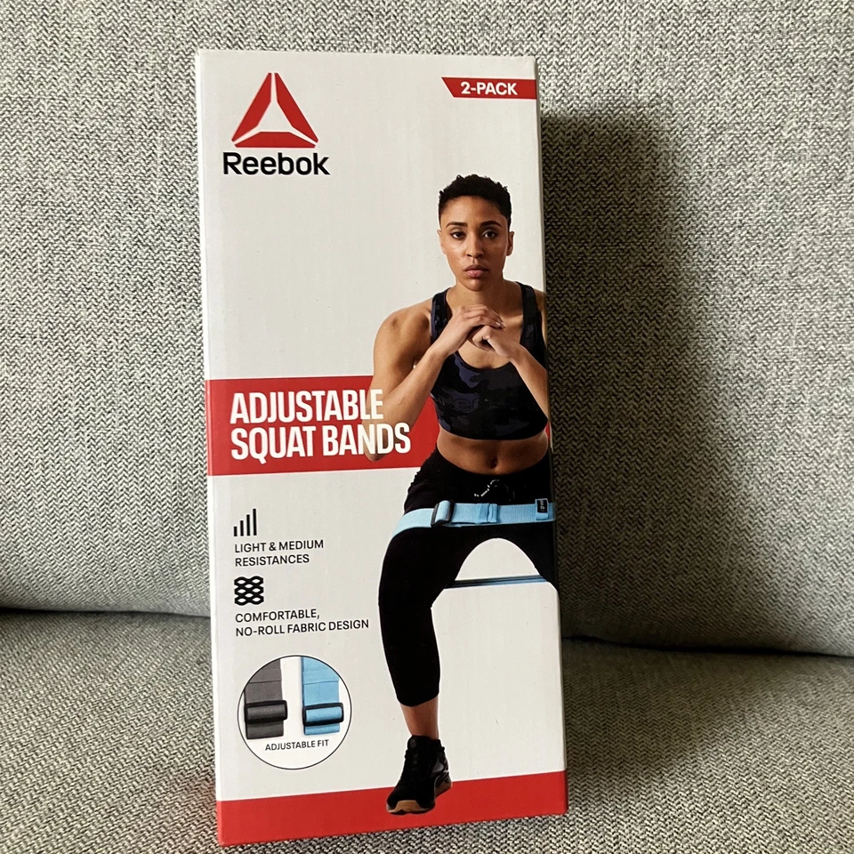 2 Pack Reebok Light & Medium Resistance Adjustable Squat Bands Workout, NIB - Image 1 of 2