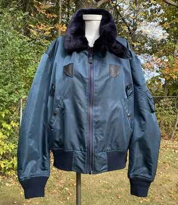 COCKPIT FLIGHT JACKET Type B-15D Faux Fur Collar Navy Blue USA 2XL Military - Image 1 of 4