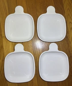Set of 4 Corning Ware White Grab It Square Plates P-185-B Snack Tray Dish - Picture 1 of 6