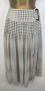 Reiss Jorja Skirt Cream Black Pattern Fully Lined ChIffon Buckle Midi UK 6 - Picture 1 of 14