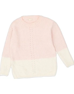 FAT FACE Womens Crew Neck Jumper Sweater UK 6 XS  Pink Colourblock CL05 - Image 1 of 3