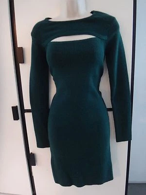 Vestido suéter elástico macio verde rasgado por Ronny Kobo corte peito médio novo com etiquetas - Imagem 1 de 4