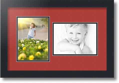 ArtToFrames Collage Mat Picture Photo Frame 2 5x7" Openings in Satin Black 106 - Image 1 of 1