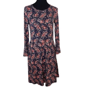 Boden Miriam Dress Navy Blue Pink Red Floral 3/4 Bell Sleeves US Size 4 UK 8R - Picture 1 of 10