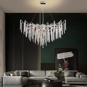 Luxury Crystal Chandelier in Silver,(120cm),K9 Crystal Pendant Light Hanging - Bild 1 von 6