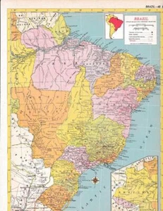 Mapa vintage de Brasil 1953 / 9x12 / América del Sur / 70+ años - Imagen 1 de 1