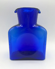 Blenko 384 Cobalt Blue Glass Double Spout Carafe Pitcher Vase 8 T