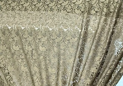 EMBROIDERED 3D FLORAL LACE ULTRA SOFT FABRIC OLIVE GREEN 60" WIDE BY THE YARD - Image 1 of 4