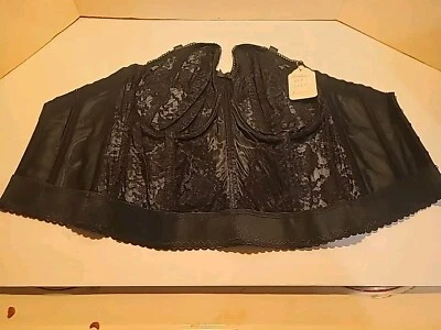 GODDESS VTG NWT 34FF BRA BLACK LACE LONGLINE STRAPLESS CORSETTE BONED 689 USA - Image 1 of 4