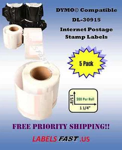 5 Rolls 30915 Dymo® Compatible Stamp Labels CoStar® EL60 EL40 Adhesive Labeling - Picture 1 of 1