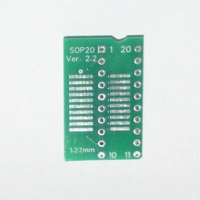 SO20 SOP20 SOIC20 To DIP20 Adapter PCB Only - P 1.27 - DIL 0.3" - 200/300mil - Image 1 of 2