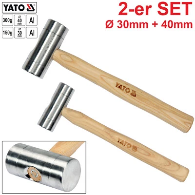 YATO Schonhammer Ausbeulhammer Aluminium Kopf 30 + 40 mm Alukopf Alu 2-tlg SET Hammer