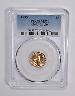 MS70 1995 $5 American Gold Eagle 1/10 Oz Gold PCGS *6629 - Image 1 of 3