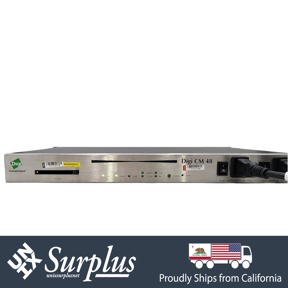 Digi CM48 48 Port RJ45 Serial Console Remote Management Terminal Server Dual PSU - Image 1 of 4
