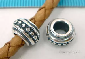 1x STERLING SILVER DAISY DOT EUROPEAN BRACELET CHARM BEAD SPACER #1965 - Picture 1 of 2