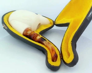 Block Meerschaum Hand Carved Turkish Erotic Pipe w/Case - Picture 1 of 13