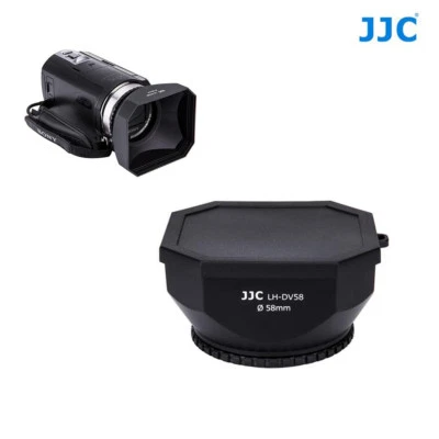 58mm Square Screw-in Lens Hood for DV Camcorders w/ Cap & Keeper Black JJC