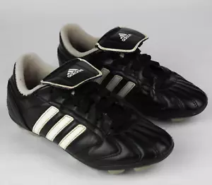 Adidas Cleats TRX Hard Ground Size 2 Black White Lace-Up Low Top Soccer Shoes - Picture 1 of 10